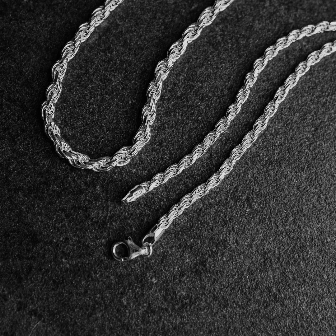 sterling silver diamond cut rope chain 3.1mm 