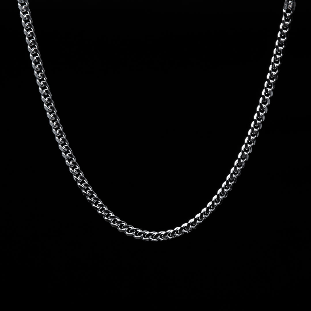 3mm Sterling Silver Cuban Link Chain, Crafted from sterling silver and stamped with a 925 mark, Lobster clasp