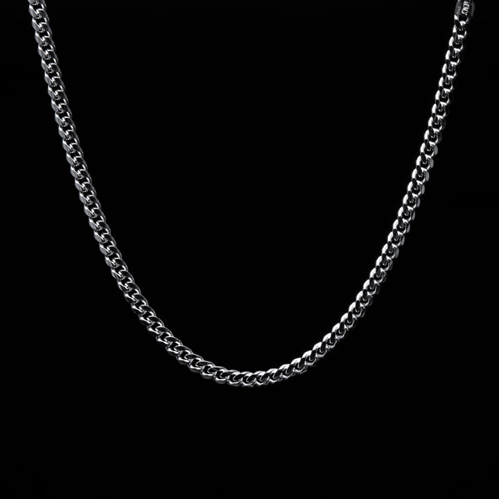 3mm Sterling Silver Cuban Link Chain, Crafted from sterling silver and stamped with a 925 mark, Lobster clasp