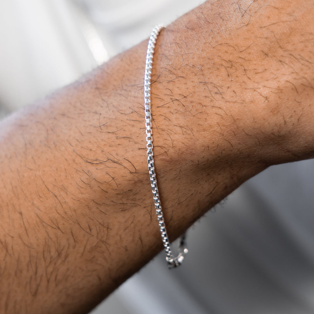 Round box chain bracelet, 1.6mm