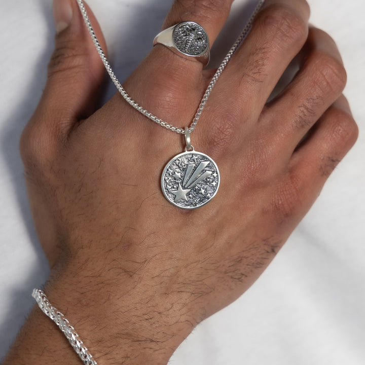 star pendant for men, sterling silver,silver pendants for men, mens pendant