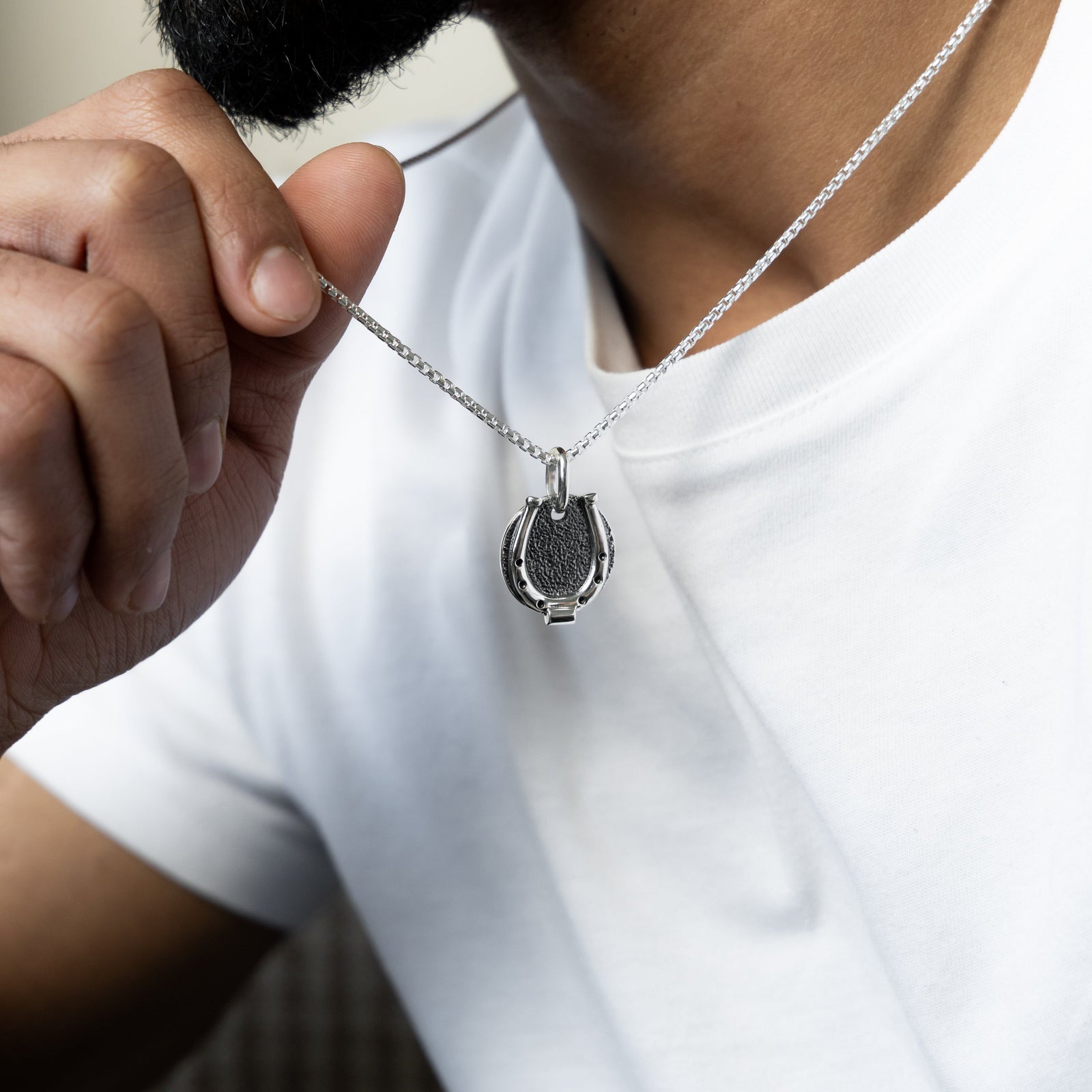 Sterling Silver , mens jewlery, best mens jewlery mens stering silver pendant. horseshoe pendant to remove negative energy